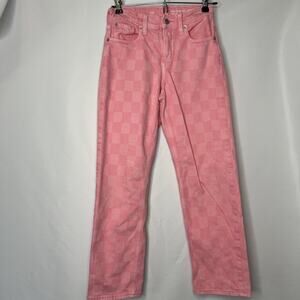Gap Kids Girls Size 12 Pink Checker Print High Rise 90s Loose Adjustable Waist